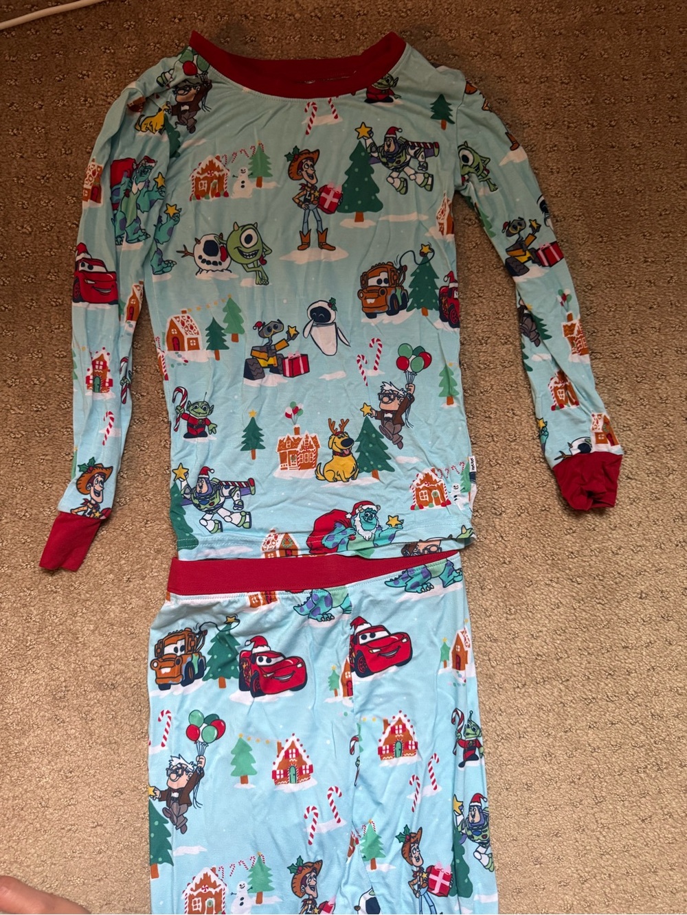 NWOT!!  Pixar Holiday Character Pajama Set with Red Trim
